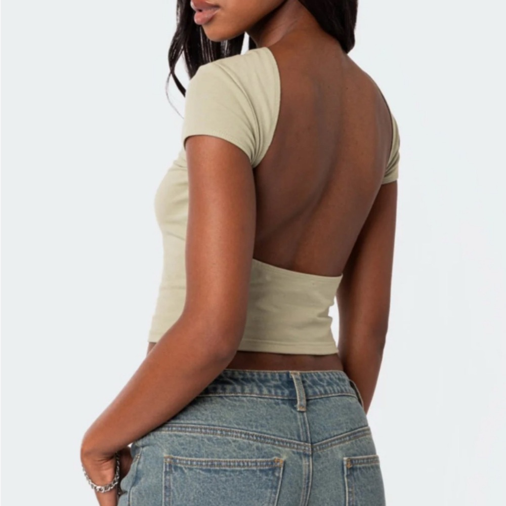 Perfect Open-Back Sage Green Tee
